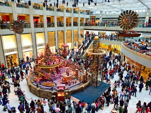 HONG KONG - DECEMBER 25, 2015: interior of the Landmark shopping mall. The Landmark, also known as "Central", is one of the oldest and most prominent shopping malls in Hong Kong.